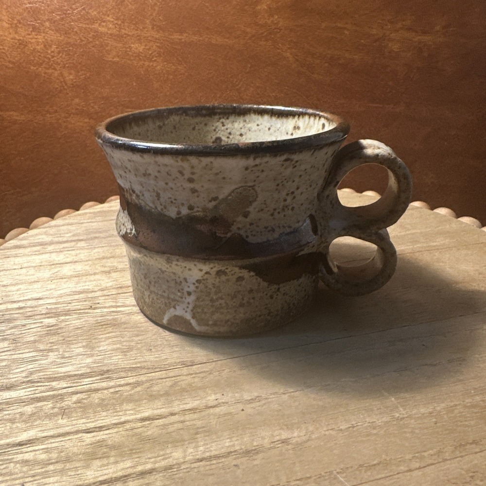 Handmade Stoneware Ceramic Pottery Brown speckled Drip Artisan Piece, Beautiful
